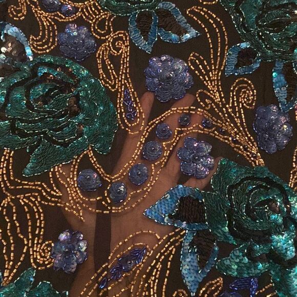 VINTAGE Silk Beaded Evening Top Blouse NiteLine Size 10 - Picture 5 of 10